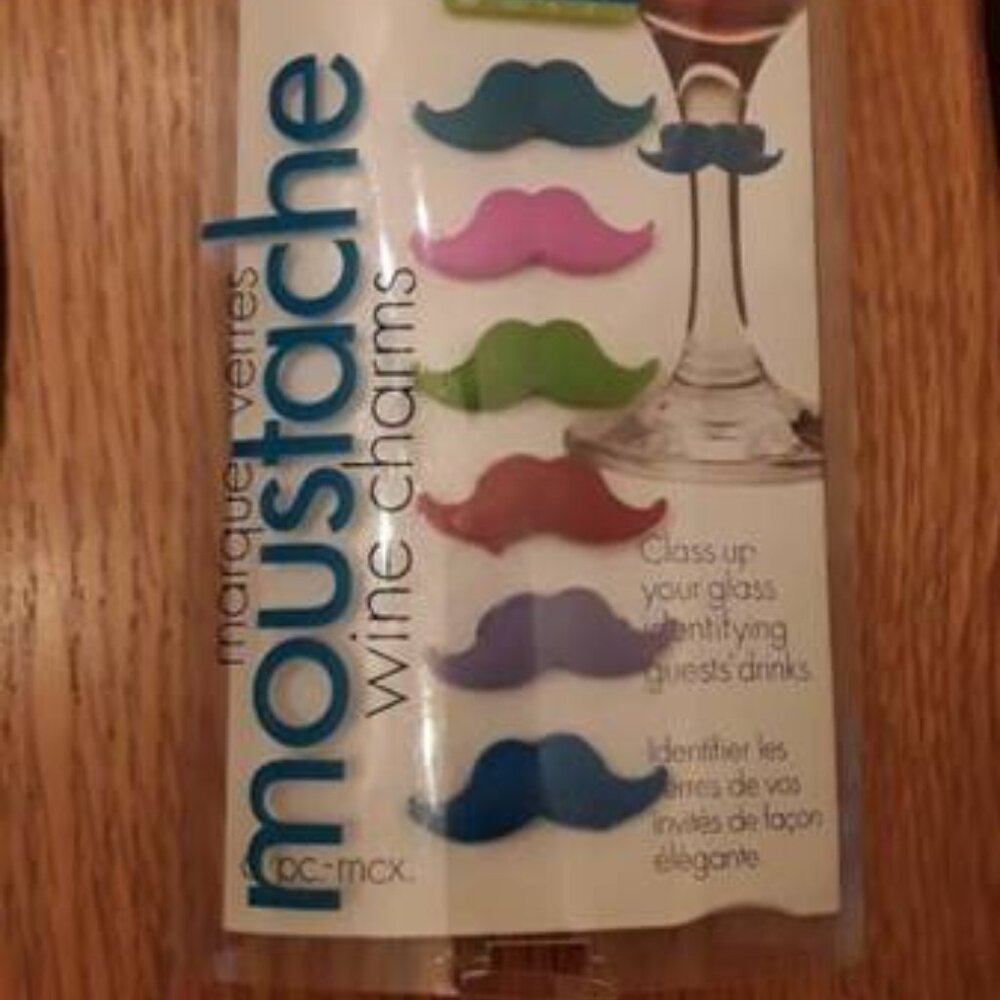 Wine Glass Charms 🍷 Colorful Moustache
